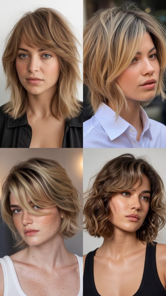 Asymmetrical Wolf Cut with Side-Swept Bangs