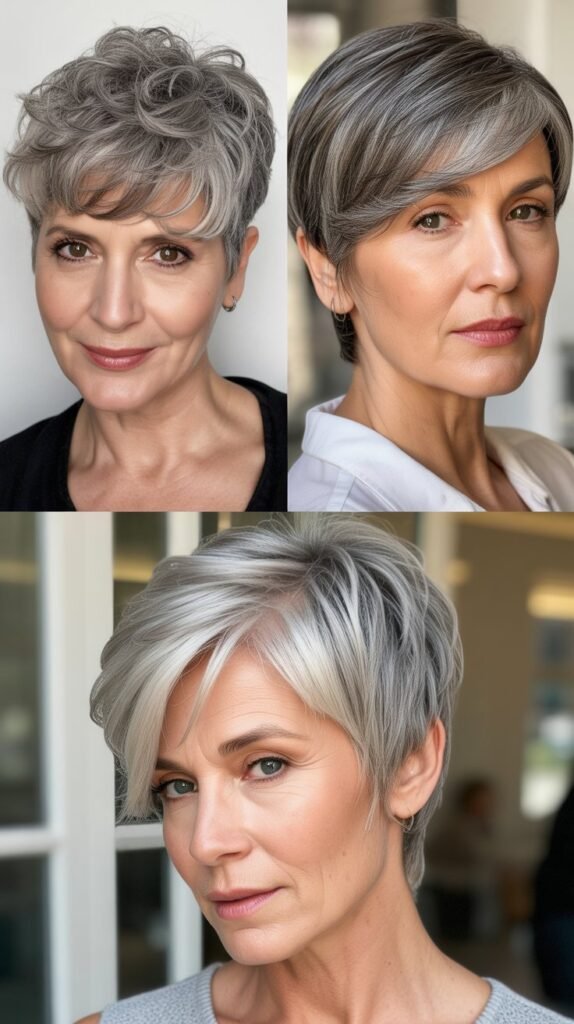 Natural Gray Pixie with Texture