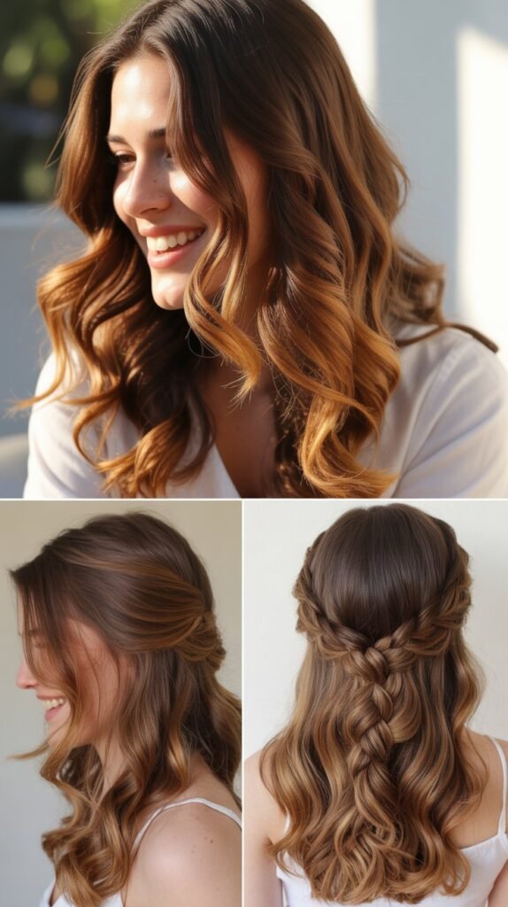 Chai Spice Highlights on Wavy Brown Hair