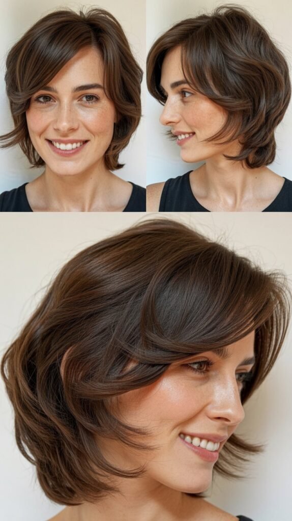 Asymmetrical Layers with Deep Side Curtain Bangs