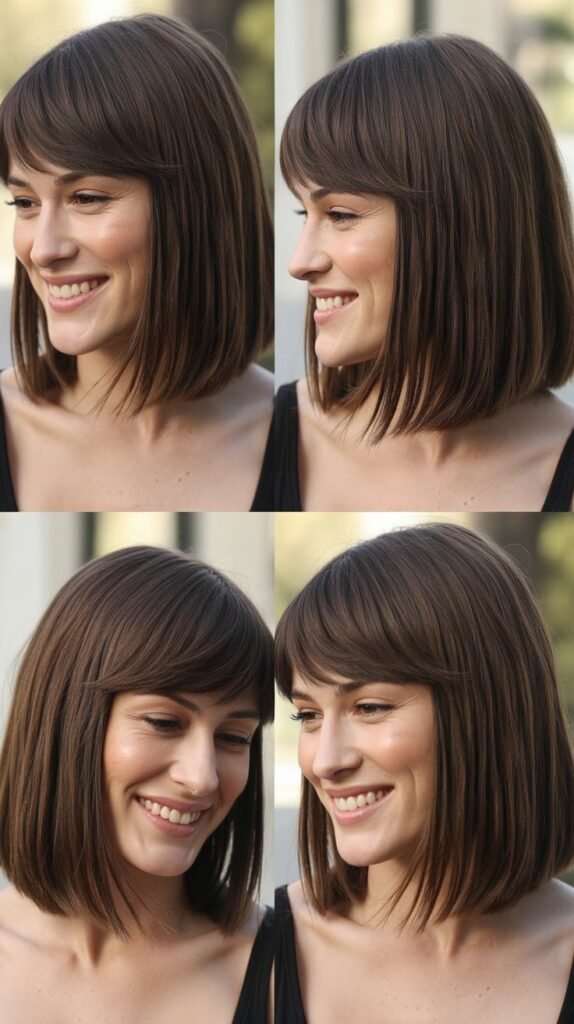 Blunt Cut with Internal Layers and Blunt Side Bangs