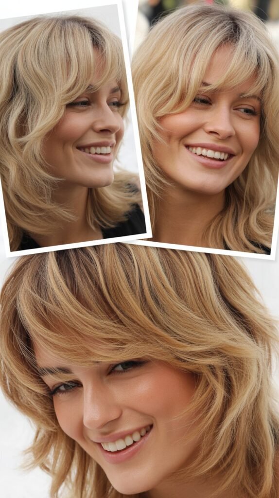 Feathered Side Fringe with Sandy Beach Blonde