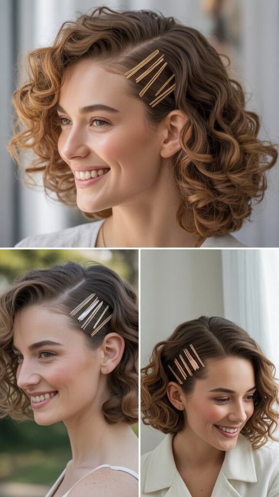 Side-Swept Curls with Bobby Pins