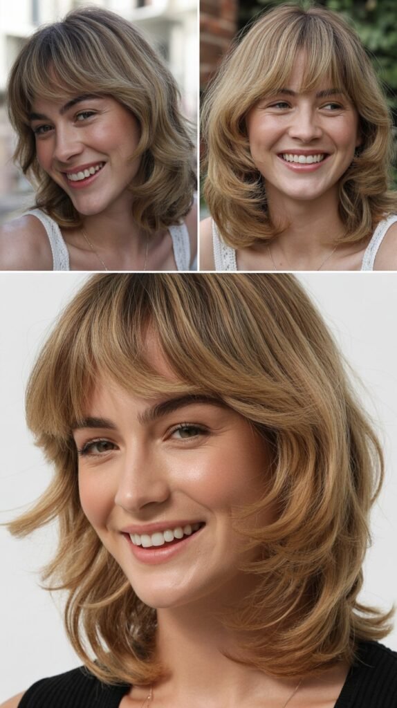 Face-Framing Layers with Wispy Curtain Bangs