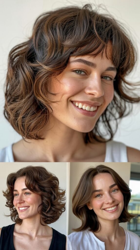 Shaggy Medium Cut with Long Curtain Bangs