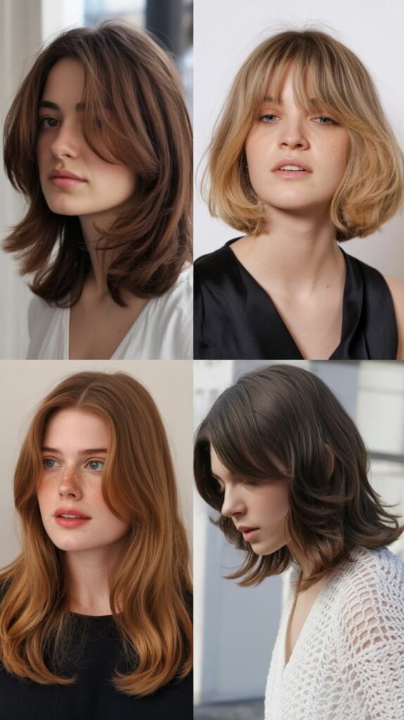 Face-Framing Layers with Curtain Bangs