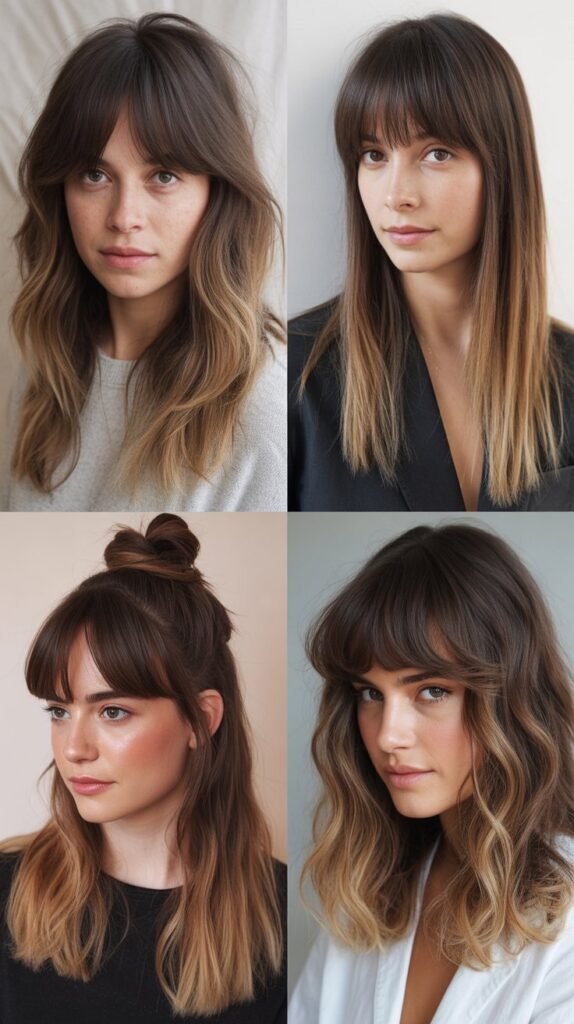 Curtain Bangs with Ombre Color