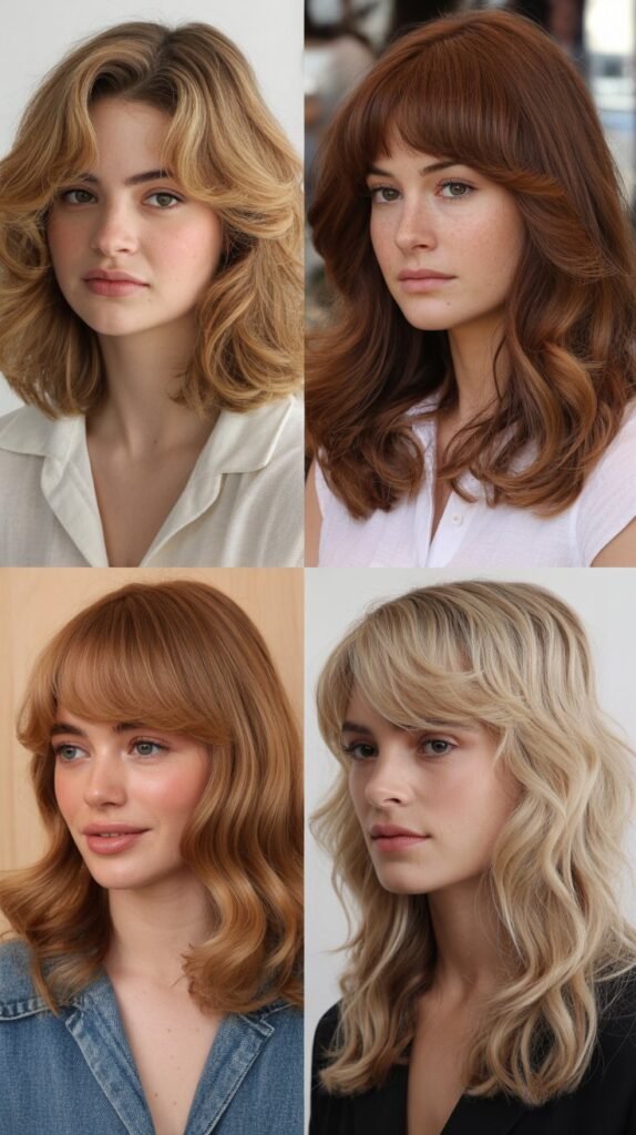 Classic Soft Waves with Face-Framing Curtain Bangs