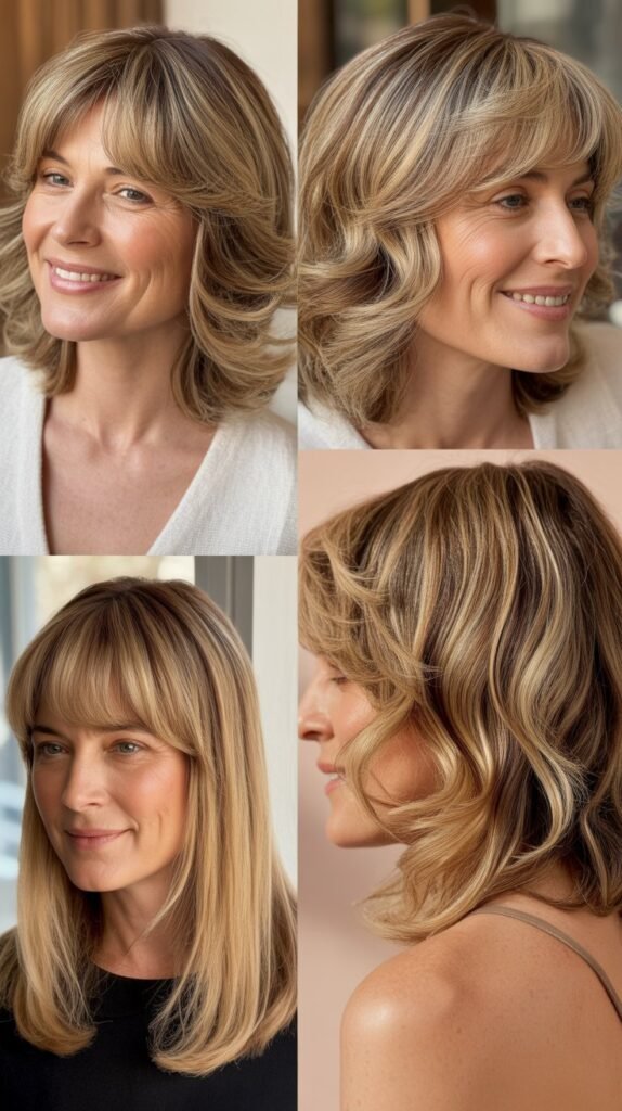  Textured Fringe with Balayage Highlights