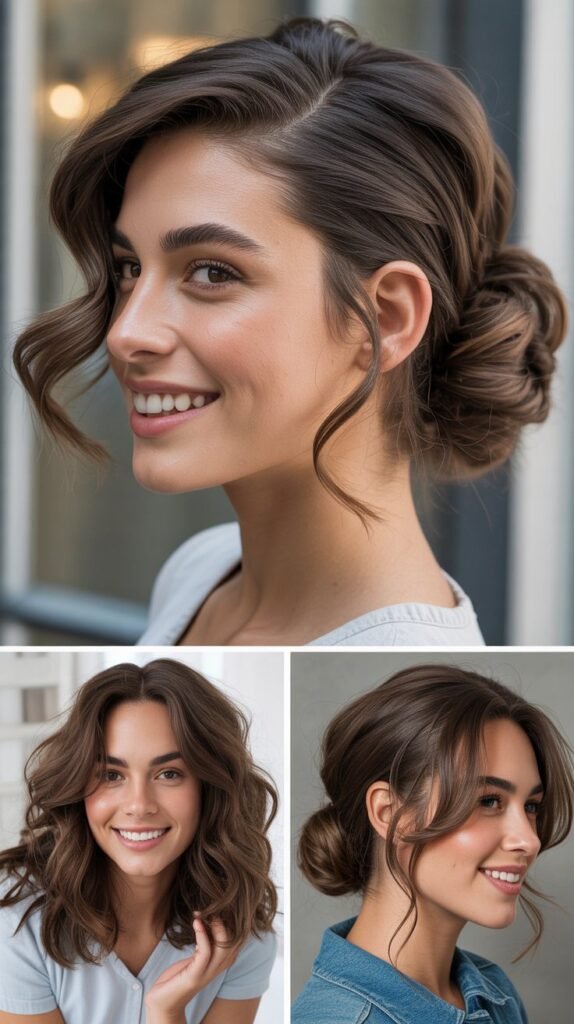 Asymmetrical Updo with Side-Swept Bangs