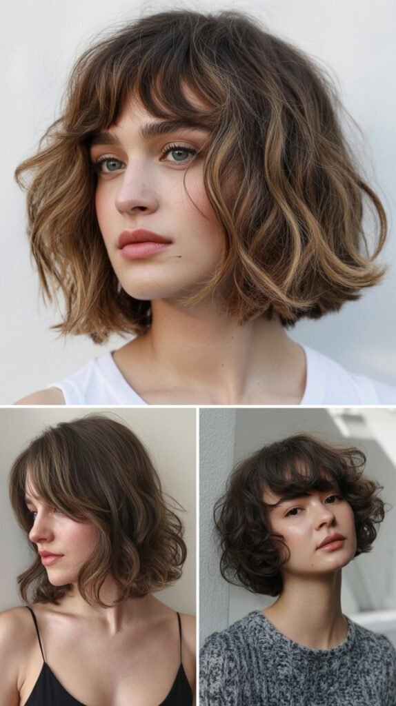 Wavy Bob With Long Bangs And Undercut