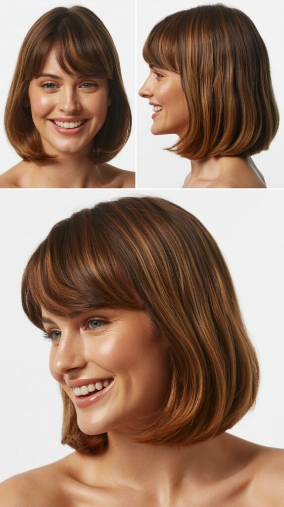  Sleek Lob with Long Sweeping Bangs