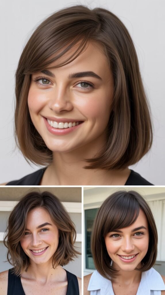 Straight Lob With Side-Angled Baby Bangs