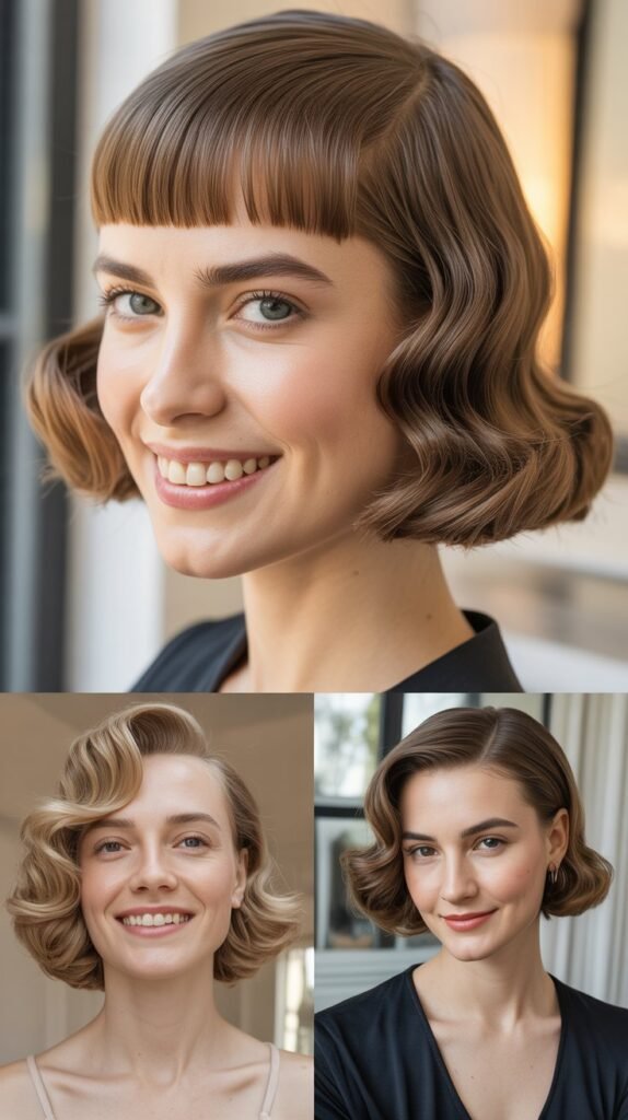 Vintage Finger Waves with Short Bangs