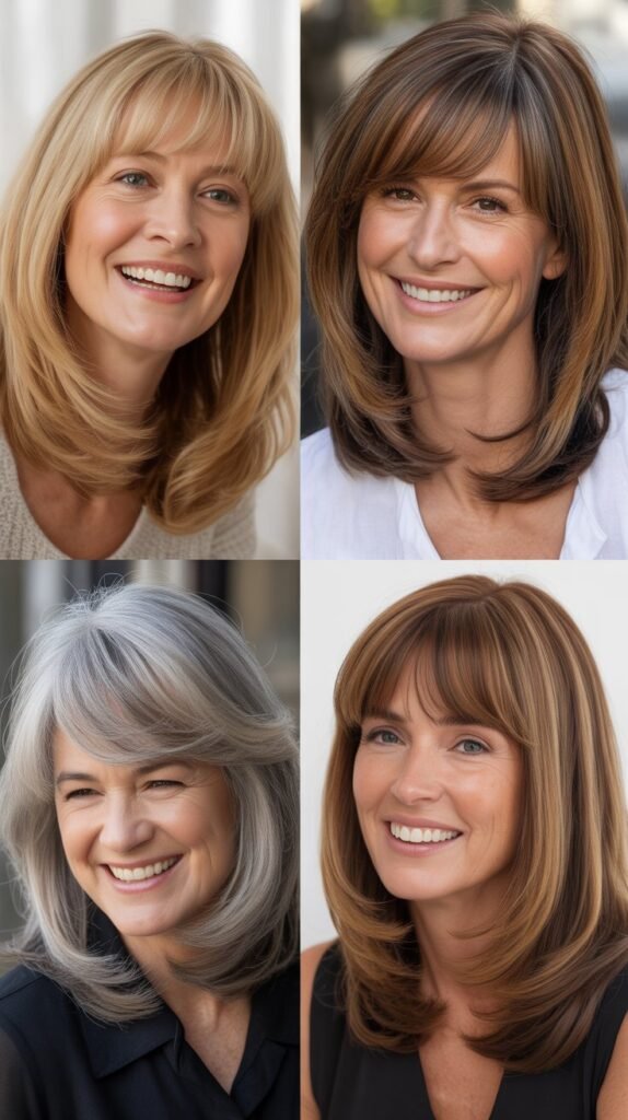 Classic Curtain Bangs with Long Layers