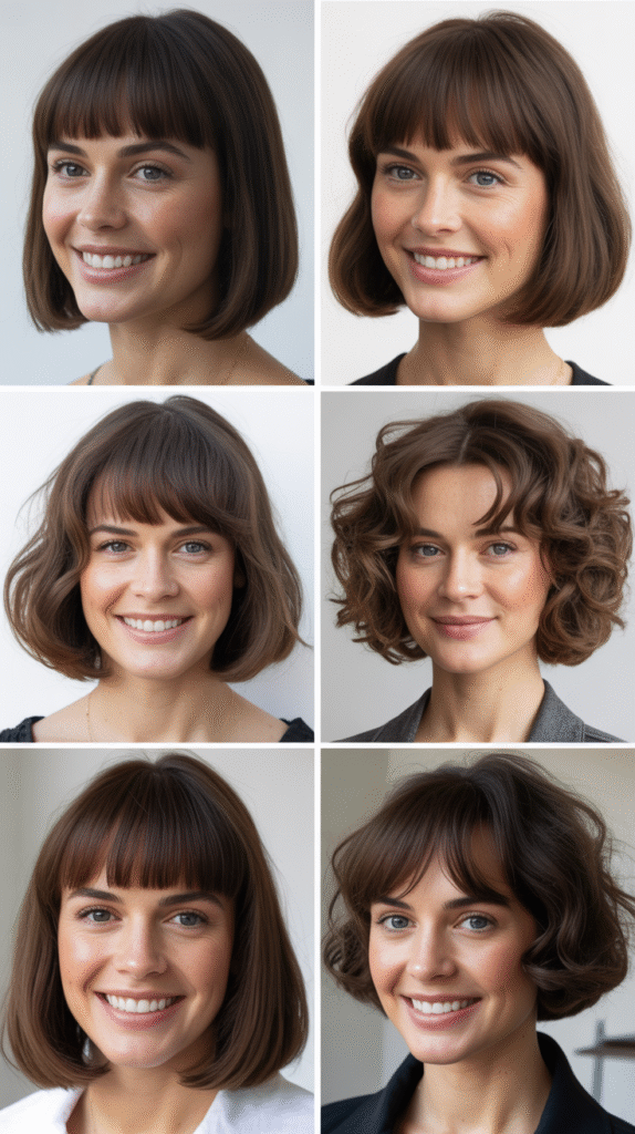 7. Wavy Lob With Tousled Curtain Bangs