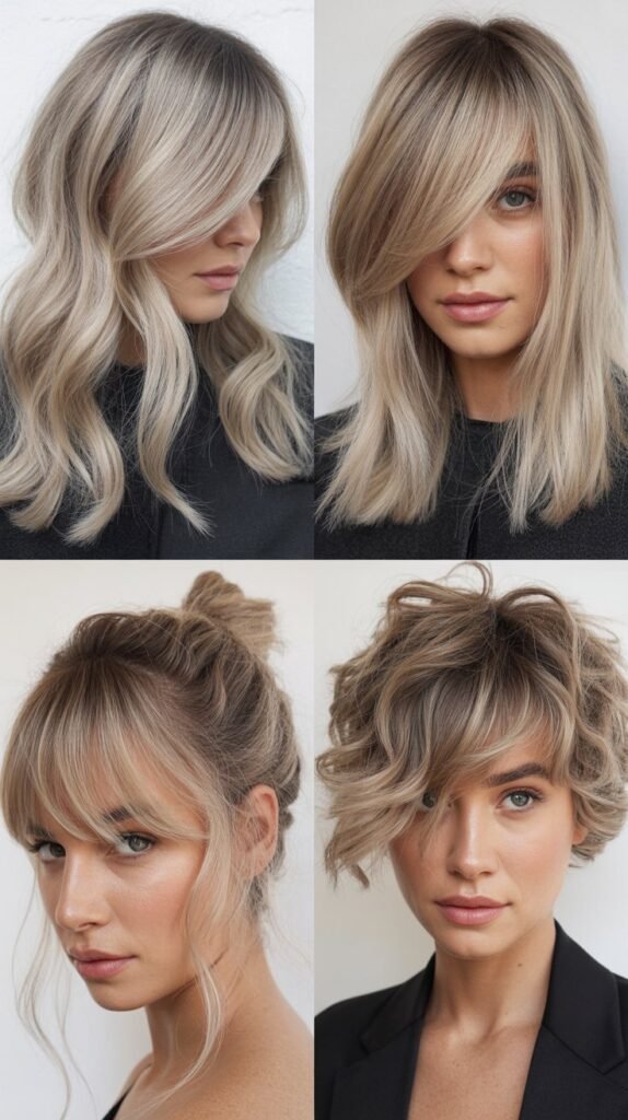Moonstone Blonde with Edgy Asymmetric Side Bangs