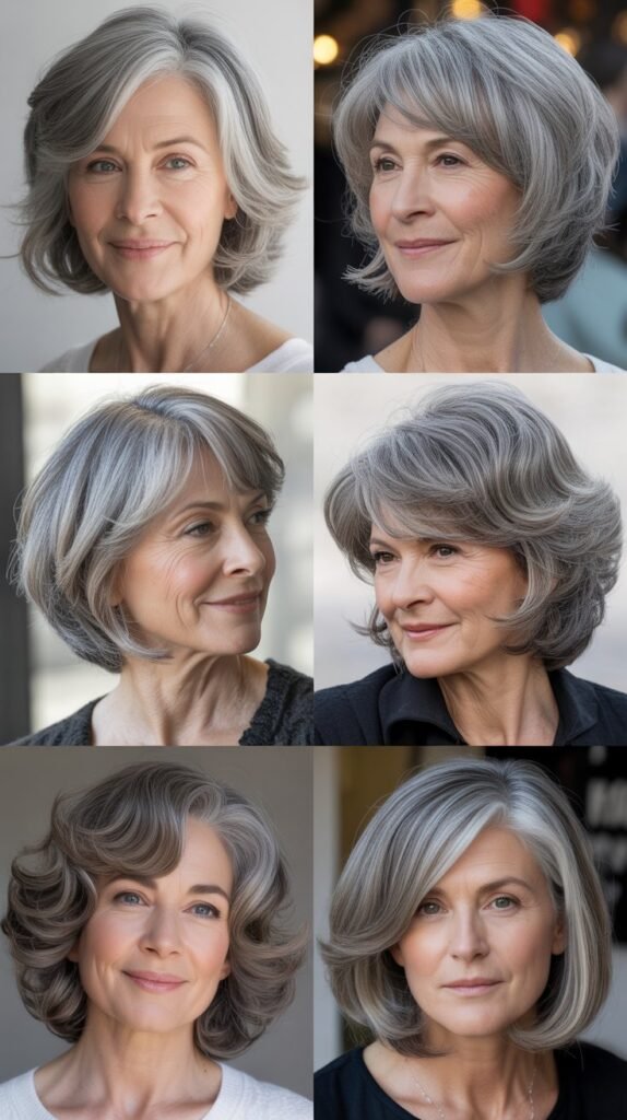  Layered Gray Bob with Movement