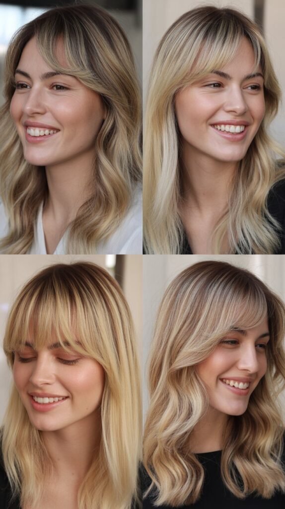 Blonde Balayage with Bangs