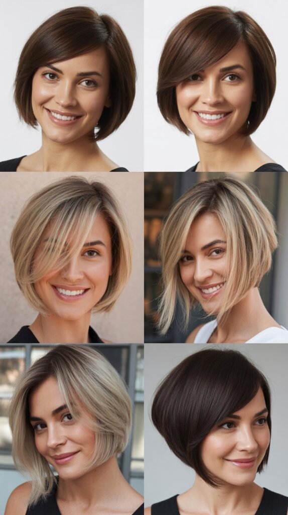. Angled Bob with Long Diagonal Bangs