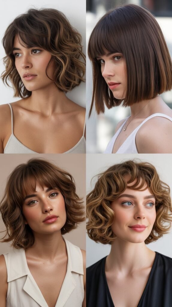 Voluminous Layered Bob with Thick Bangs