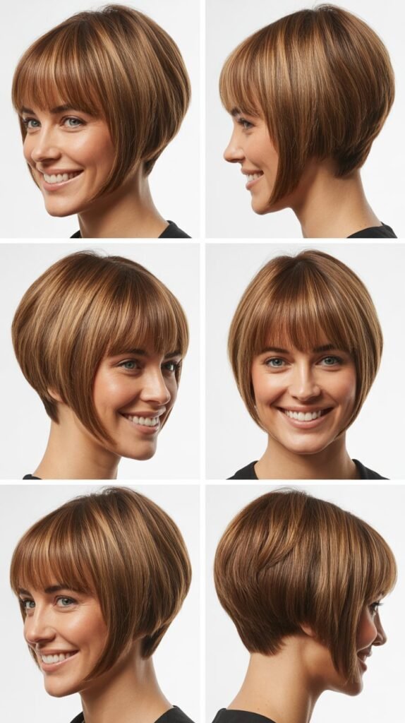 Modern Angled Bob With Long Textured Fringe