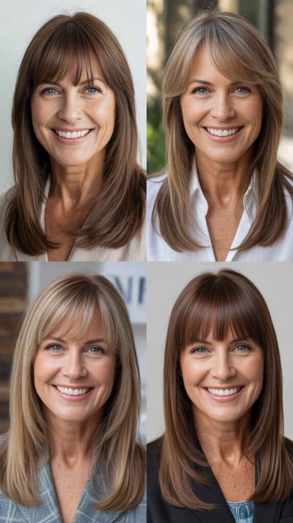  Long Straight Cut with Center-Parted Bangs