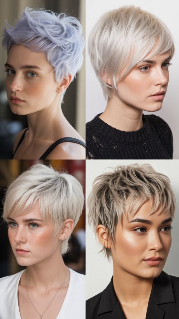 4. Platinum Blonde Shaggy Pixie