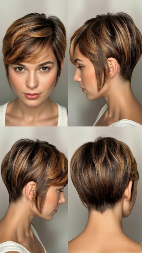  Tapered Pixie With Caramel Balayage