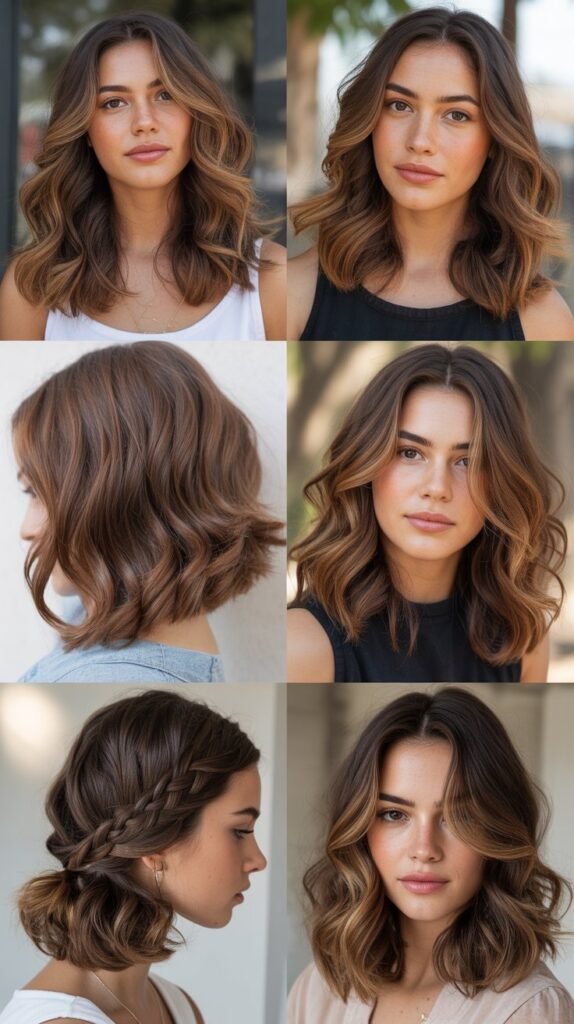 Chocolate Brown Lowlights with Honey Highlights