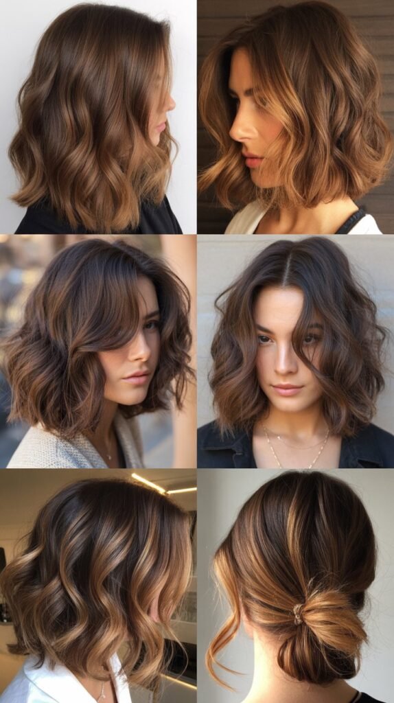 Honey Caramel Highlights on Dark Brown Hair