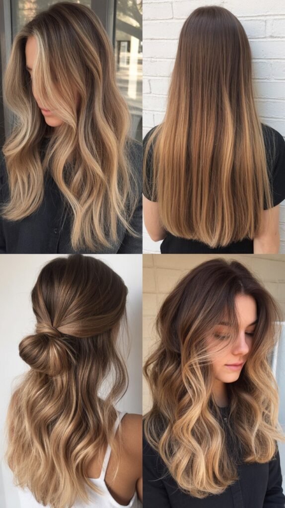Blonde Balayage on Long Brunette Hair
