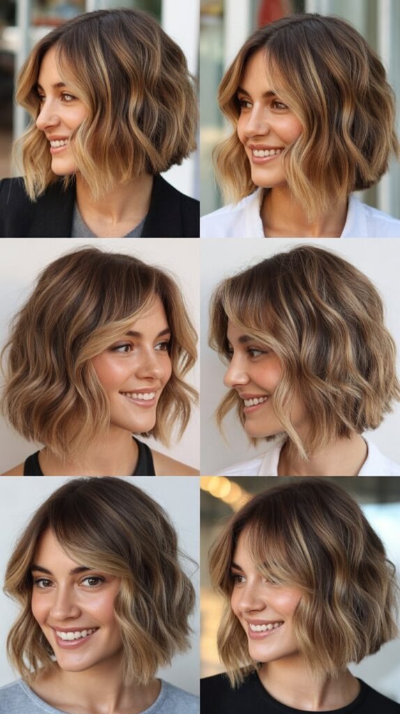  Textured Lob with Balayage