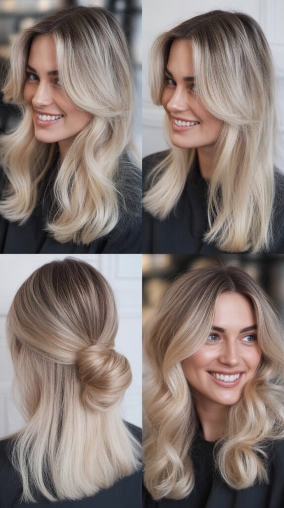 Pearl Blonde With Soft Root Fade