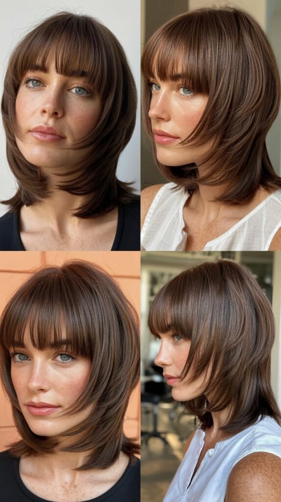 Chin-Length Bob with Layered Fringe Bangs