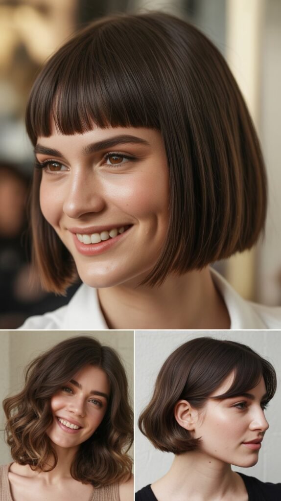 French Bob with Precision-Cut Fringe and Nape Details
