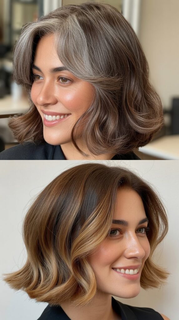  Cool Brown Balayage for Gray Coverage
