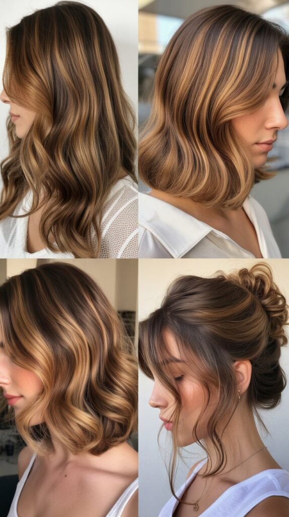  Warm Caramel Lowlights Added to Light Brown