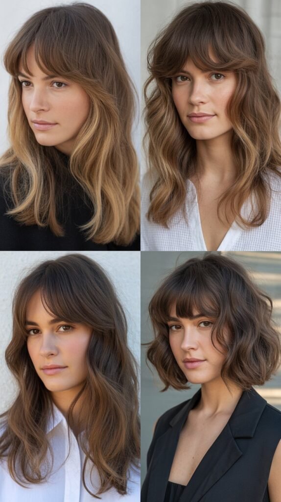 Curtain Bangs With Textured Waves