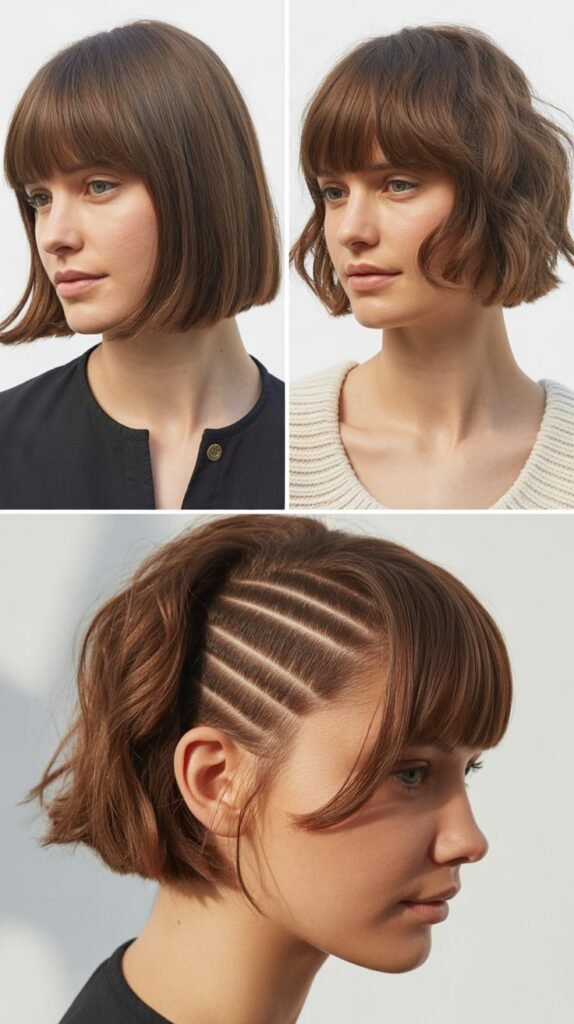 Layered Bob with Hidden Undercut and Bangs