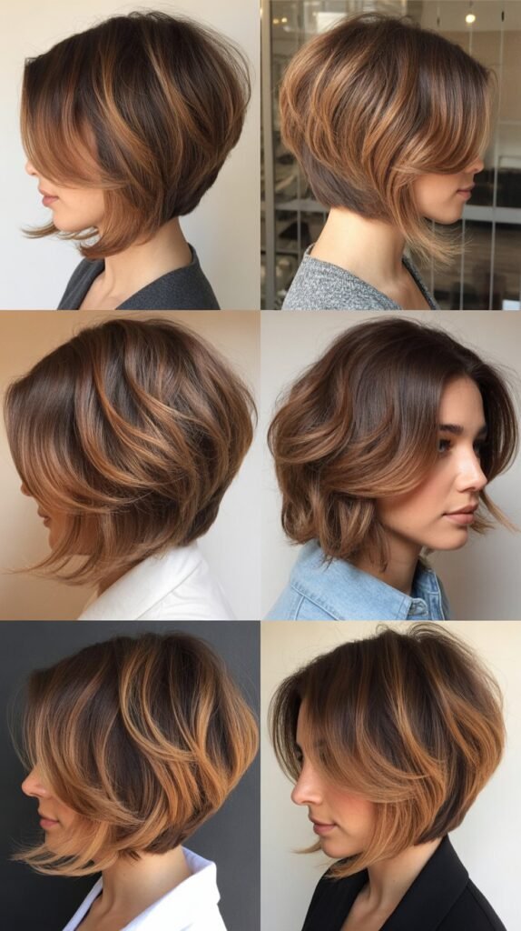  Stacked Bob With Caramel Ombre