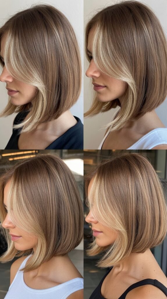 Soft A-Line Bob With Vanilla Blonde Highlights