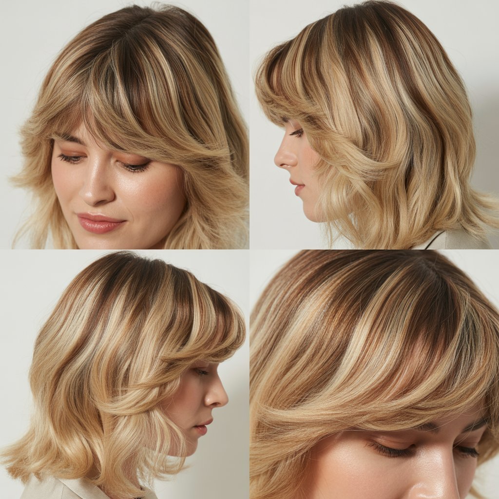 Stacked Layers with Side-Parted Curtain Bangs