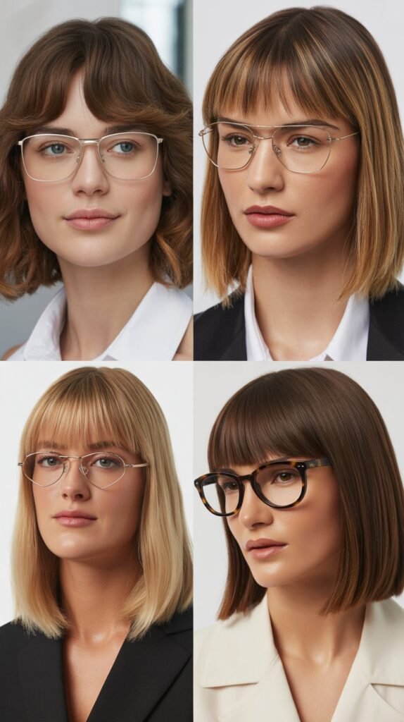 Soft Rounded Bangs with Medium Straight Bob