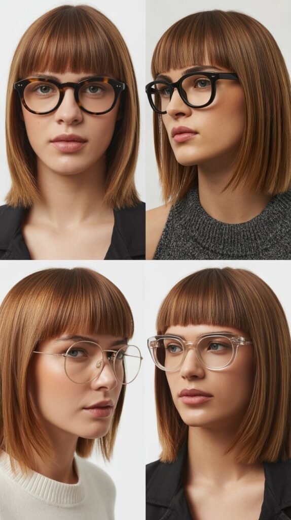 Full Fringe with Straight Medium Hair