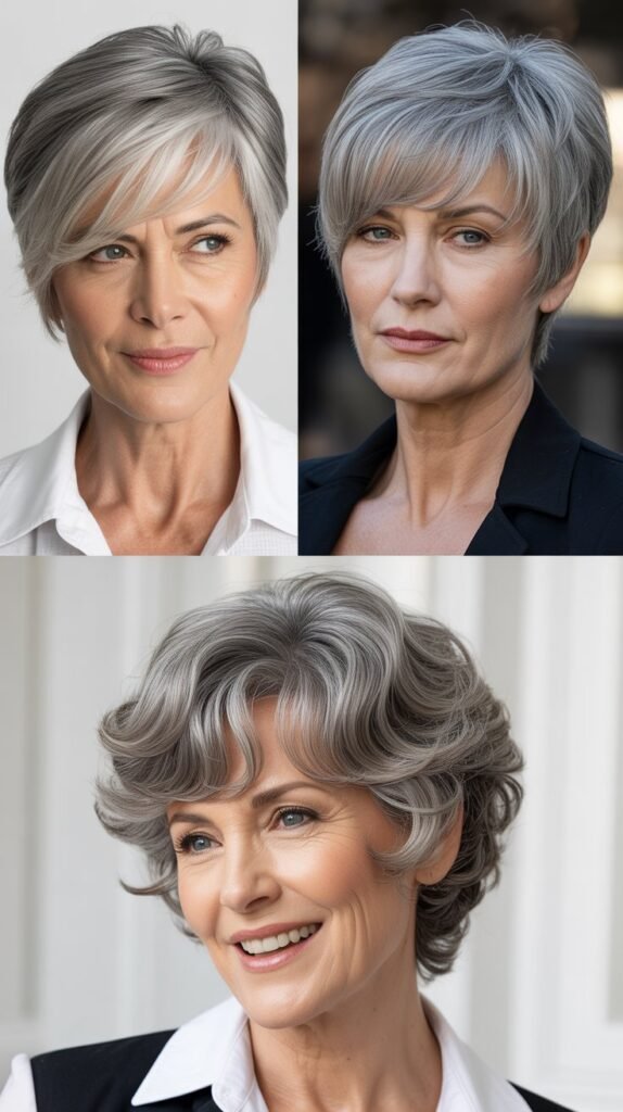 17. Side-Parted Pixie with Extended Bangs