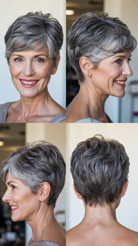 Gray Pixie with Tapered Nape