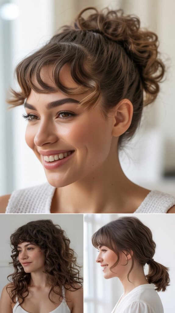 Textured Updo with Swept-Back Bangs