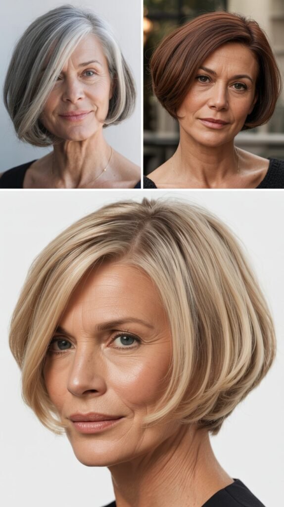 6. The Asymmetrical Bob with Deep Side Part