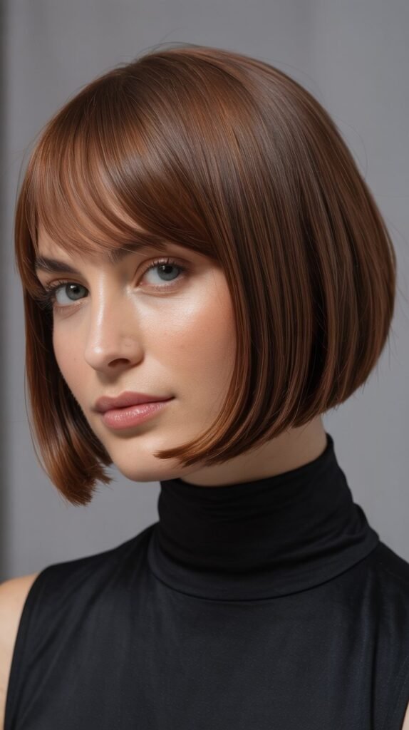 Sleek Bob with Side-Angled Bangs
